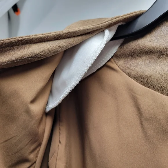 Chicos Faux Leather Fringe Open Front Jacket Women 1 Medium Boho Western Cowgirl - Picture 6 of 12